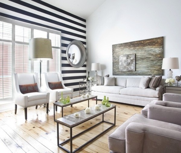 living-ideas-living-room-wallpaper-black-white-stripes-sofa-chair